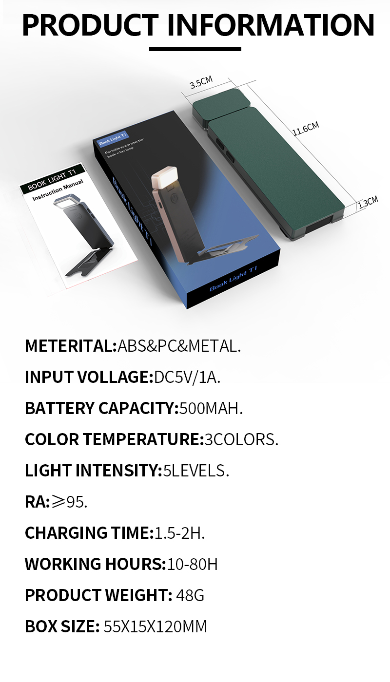 EGH 500mAh Green Led Type-C Reading Light detail photo