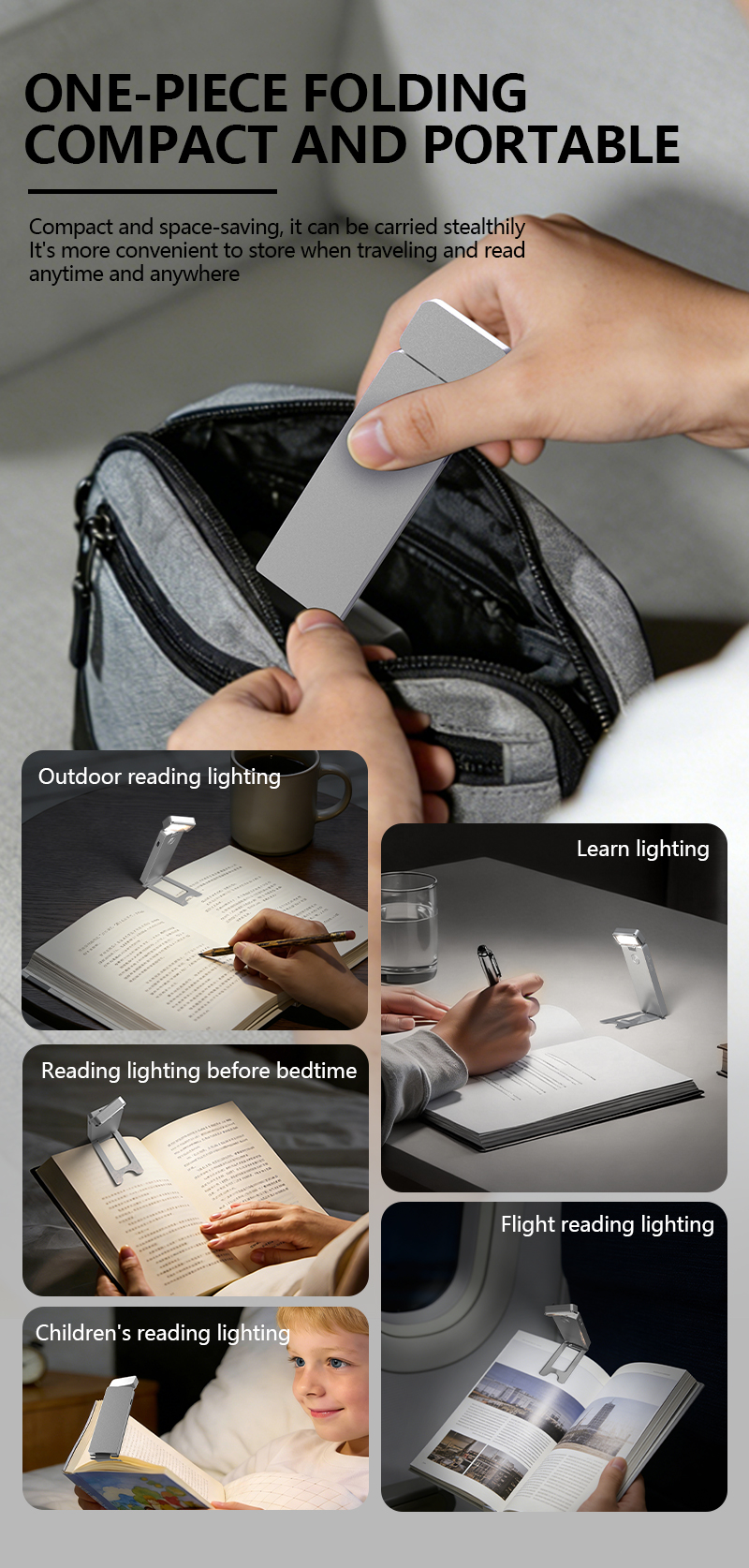 EGH Silvery Rechargeable Reading Light with Type-C 5-Speed Adjustment detail photo