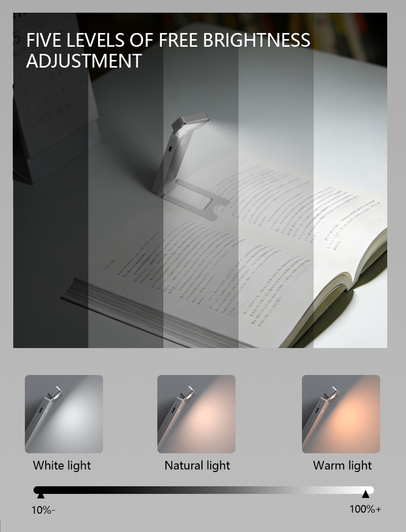EGH Silvery Rechargeable Reading Light with Type-C 5-Speed Adjustment detail photo