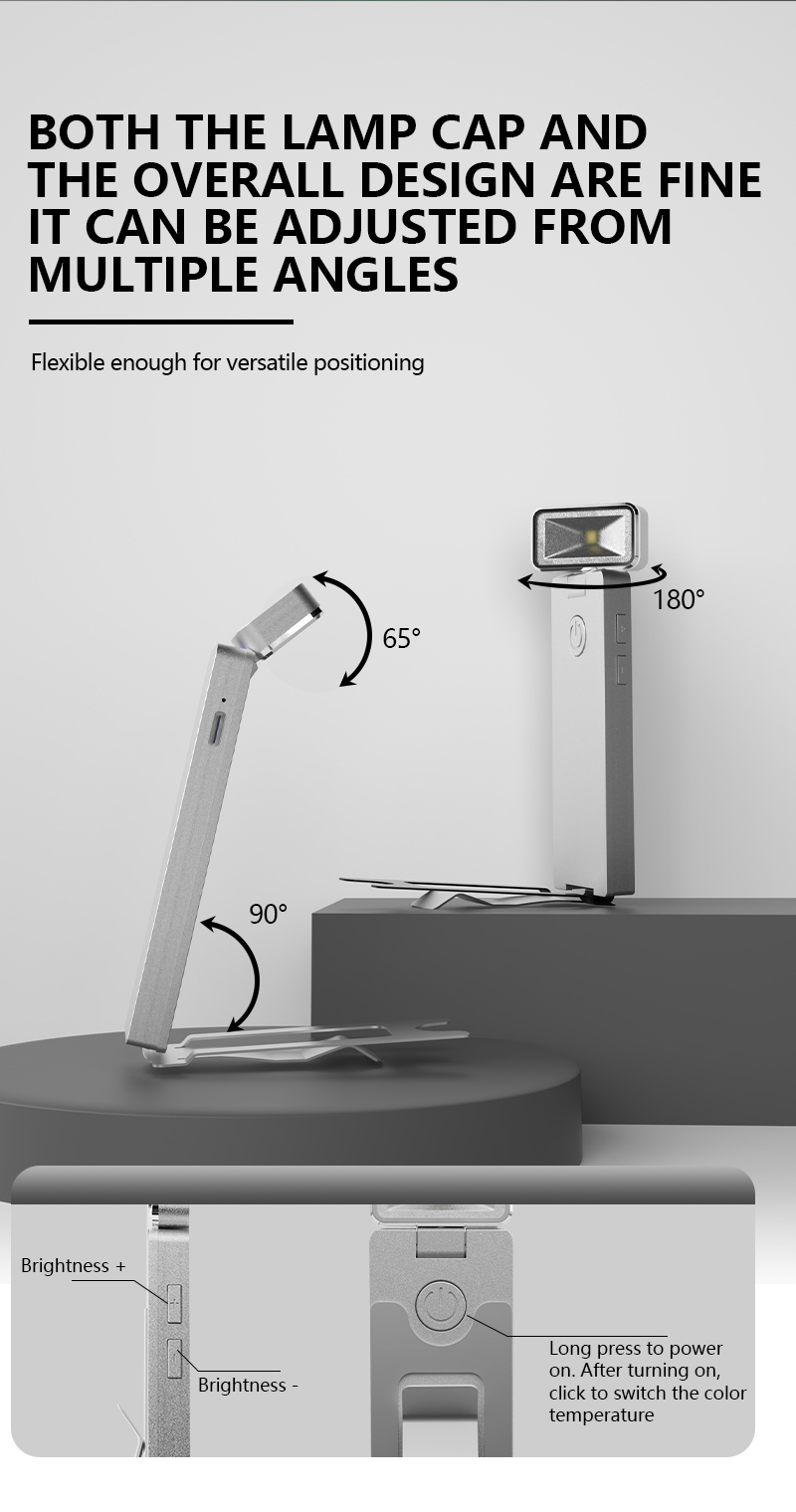 EGH Silvery Rechargeable Reading Light with Type-C 5-Speed Adjustment detail photo