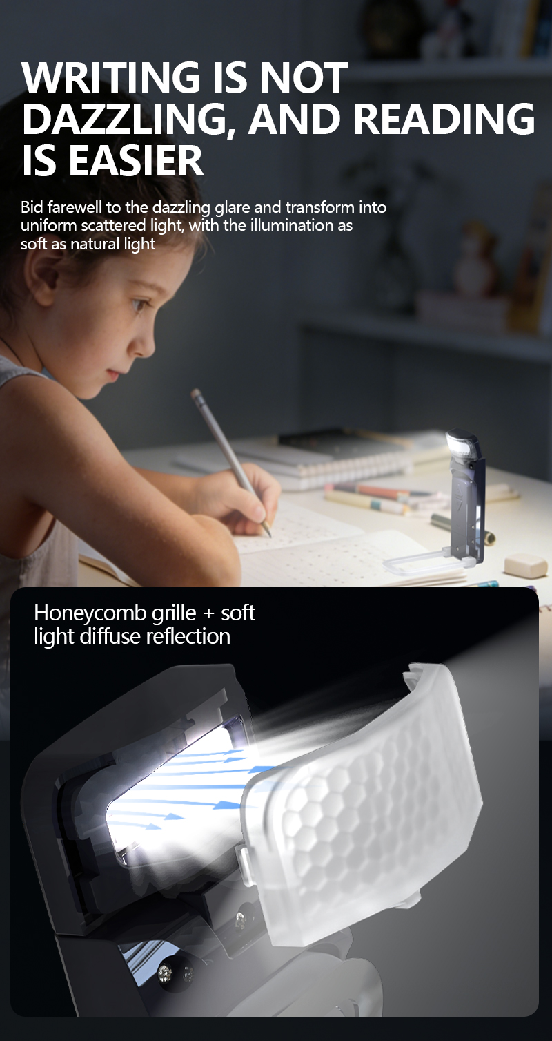 EGH Portable Mini 5-speed Color Adjustment Blue Black USB LED Book Light detail photo