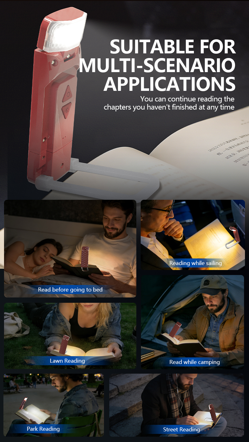 EGH Mini USB 5-Speed Dimming Eye-Comfort Garnet Red Travel Book Light detail photo