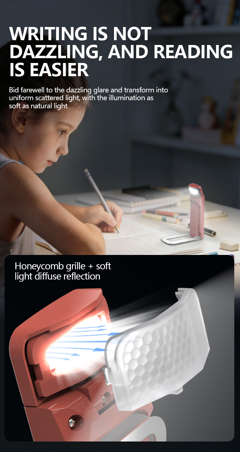 EGH Mini USB 5-Speed Dimming Eye-Comfort Garnet Red Travel Book Light detail photo