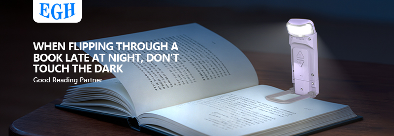 EGH 3 Colors Light Purple USB Rechargeable Book Light detail photo