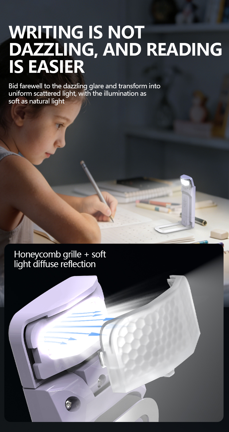 EGH 3 Colors Light Purple USB Rechargeable Book Light detail photo