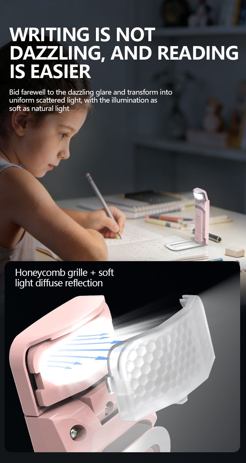 EGH 500mAh Pink USB Clip-on Book Light detail photo