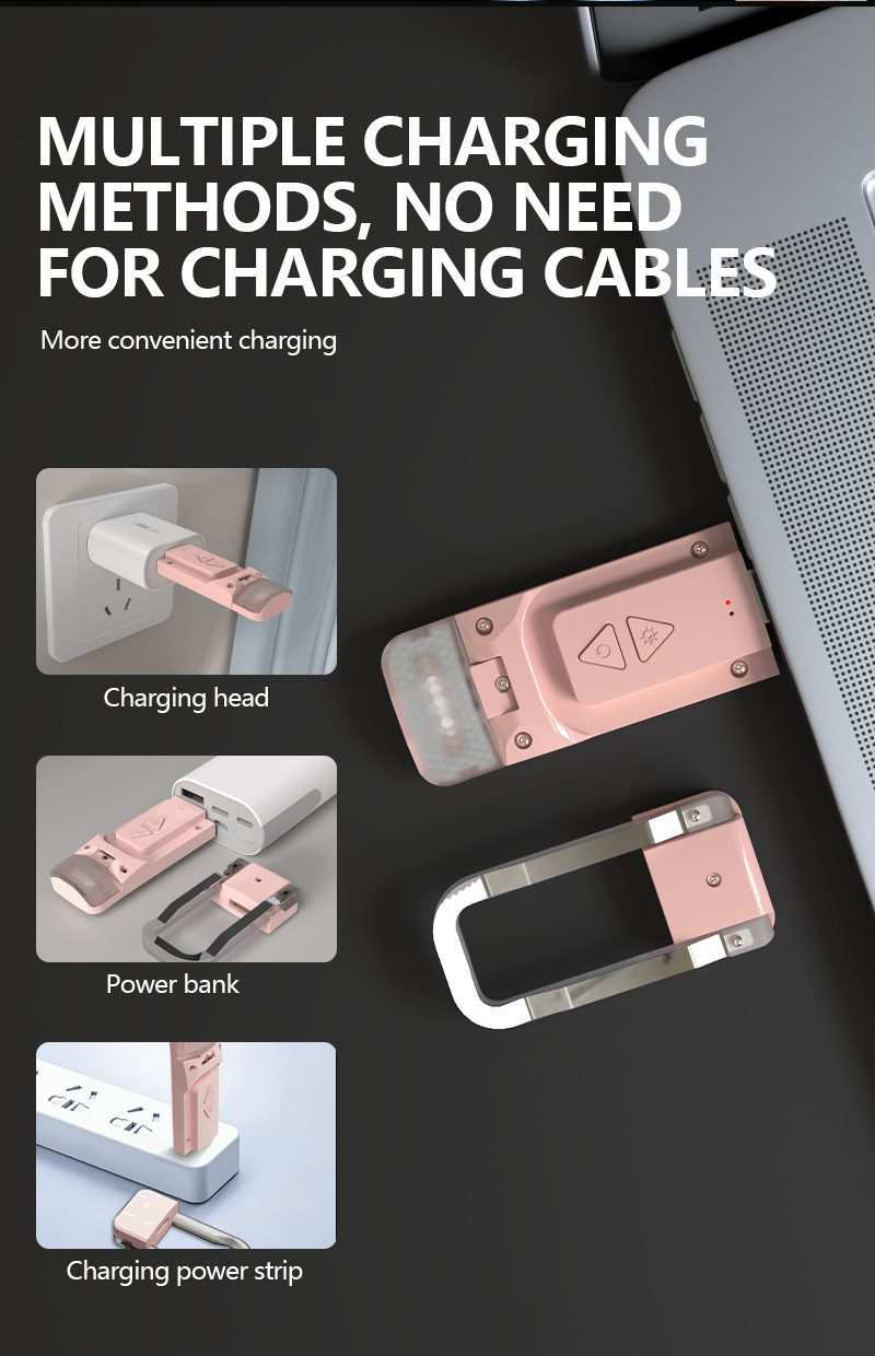 EGH 500mAh Pink USB Clip-on Book Light detail photo