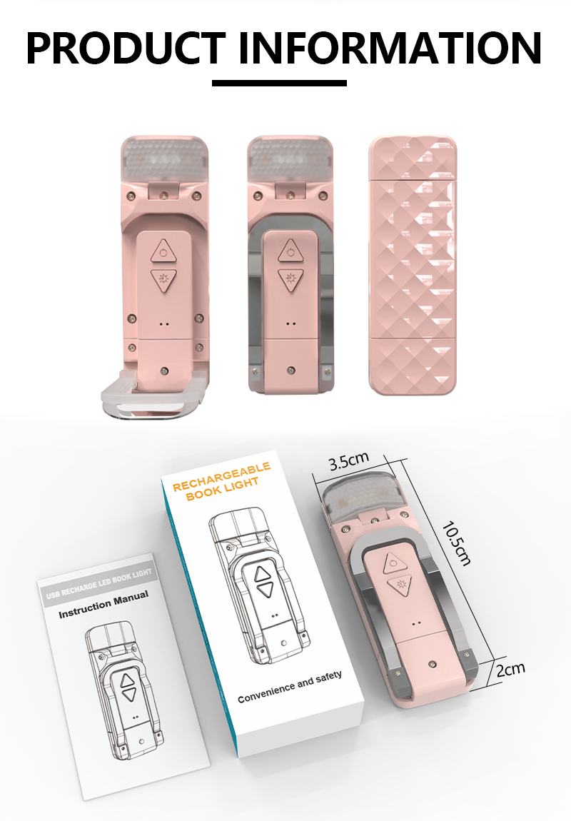 EGH 500mAh Pink USB Clip-on Book Light detail photo