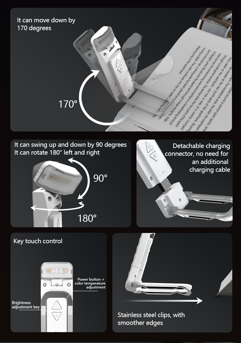 EGH White 500mAh LED USB Book Light
