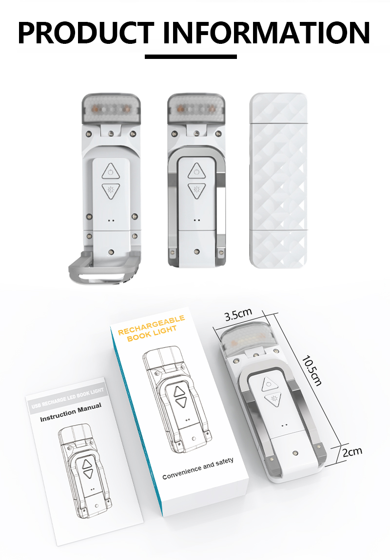 EGH White 500mAh LED USB Book Light detail photo