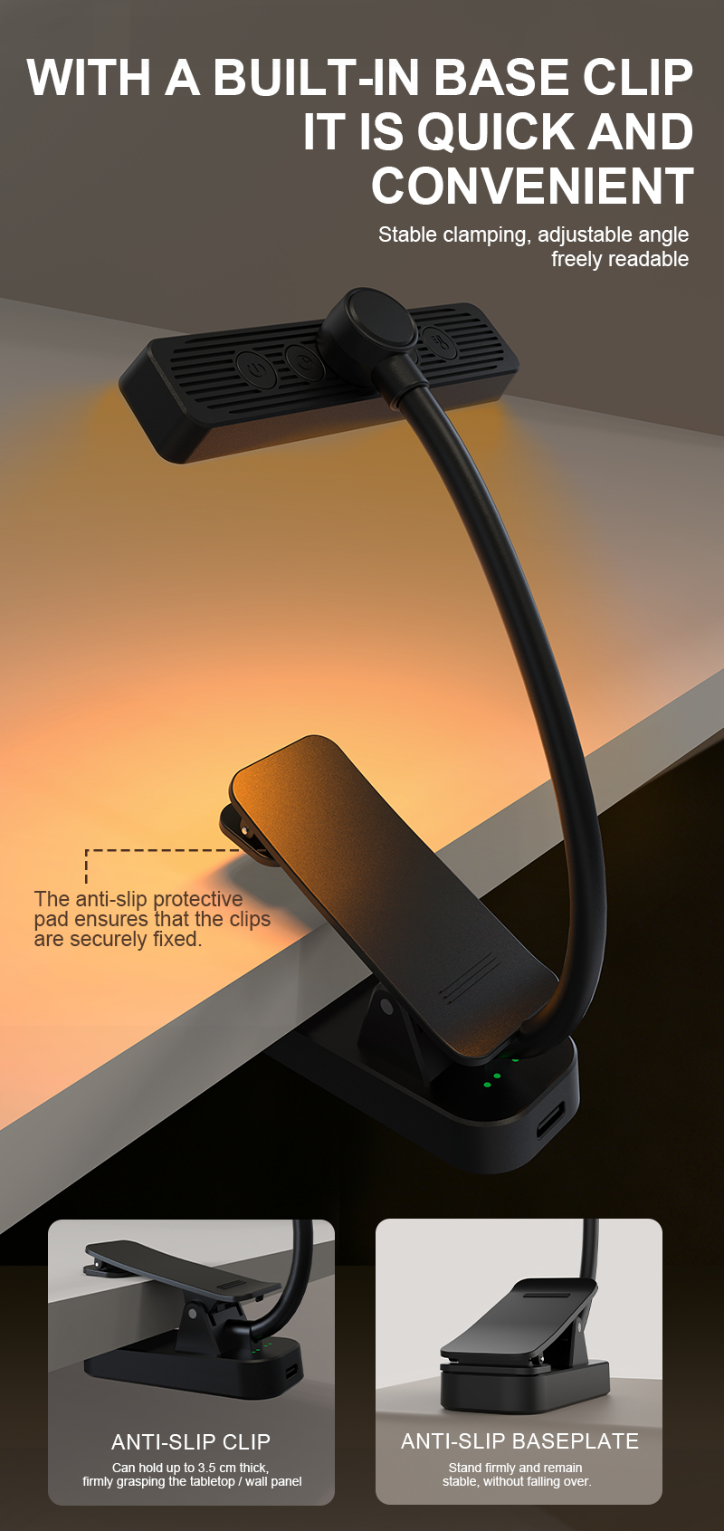 EGH 600nm Amber LED Desk Lamp detail photo
